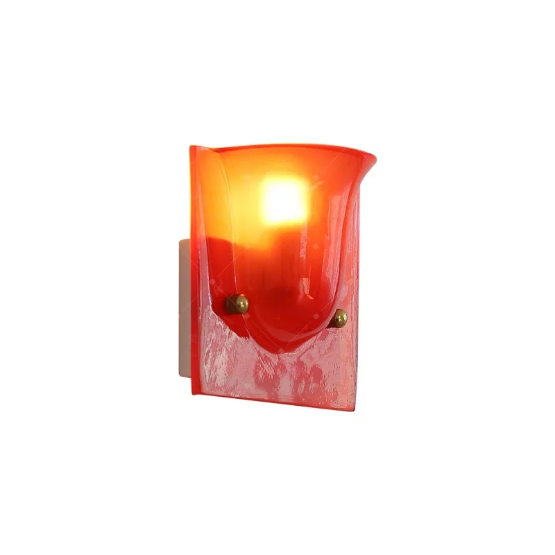 Medieval style living room wall lamp, hotel villa color bedroom bedside lamp