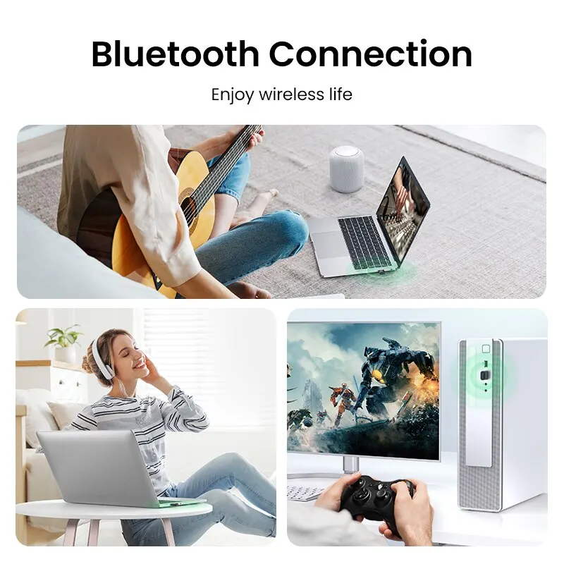 UGREEN USB Bluetooth 5.3 5.0 PC Adapter Portable Mini USB Flash Drive Win 11/10/8.1 Wireless Mouse Keyboard Music Audio Receiver