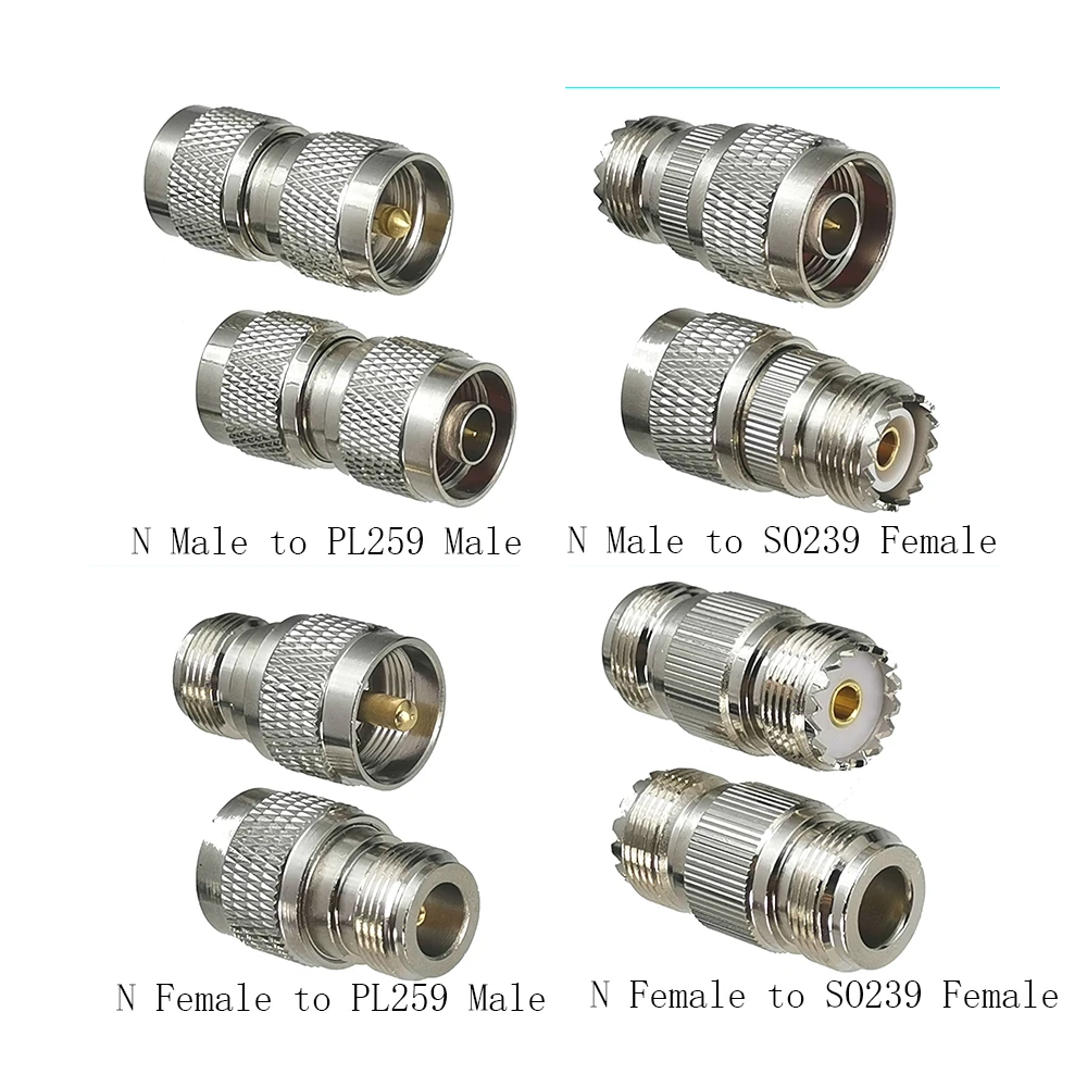 커넥터 어댑터 N-UHF PL259 SO239 수 플러그 및 암 잭 와이어 터미널 RF 동축 컨버터, 안테나 CCTV용