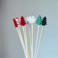 Bamboo Skewer Christmas Fruit Sticks Disposable Santa Claus Snowflake Xmas Tree Fruit Fork Buffet Kitchen Dessert Xmas Ornament