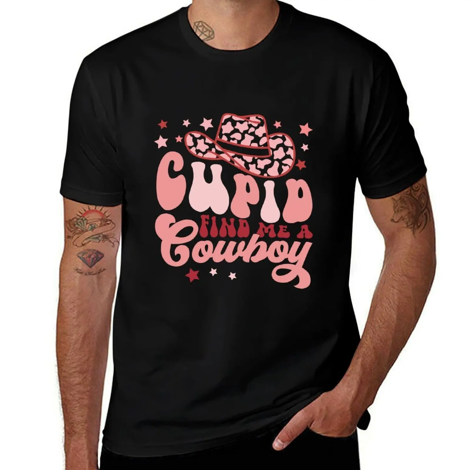 

Cupid Find Me A Cowboy Valentine Day T-Shirt anime stuff cute tops topping aesthetic clothes mens big and tall t shirts