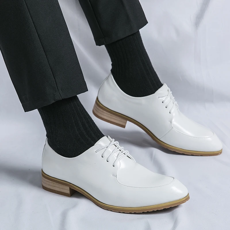 

Men's casual leather shoes Comfortable classic minimalist style Business office party Classic Black and white shoes 38-46