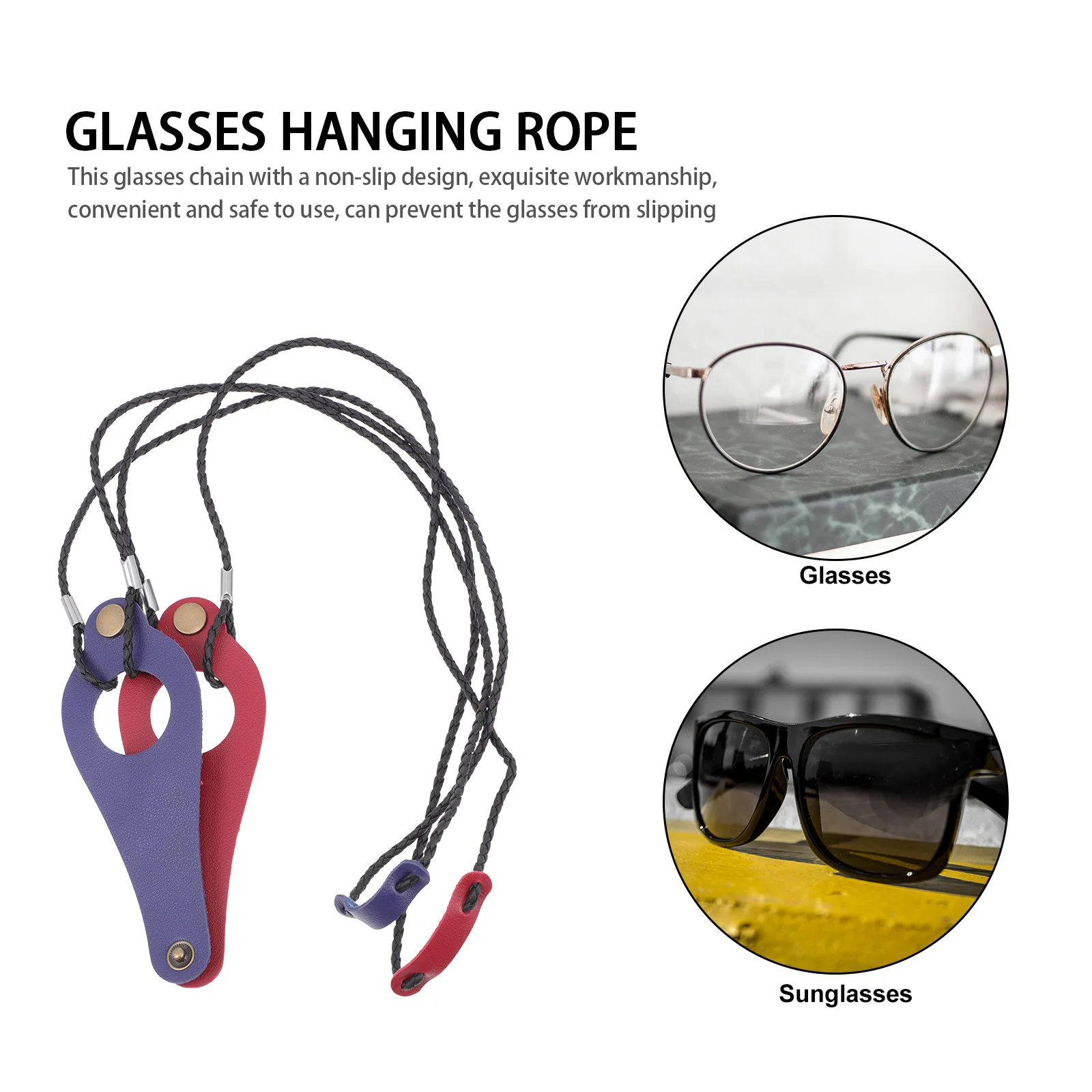 

2Pcs Eco-Friendly Eyeglasses Lanyard Simple Fashionable Design Sturdy Reusable Glasses Storage Accessory Eyeglasses Chain