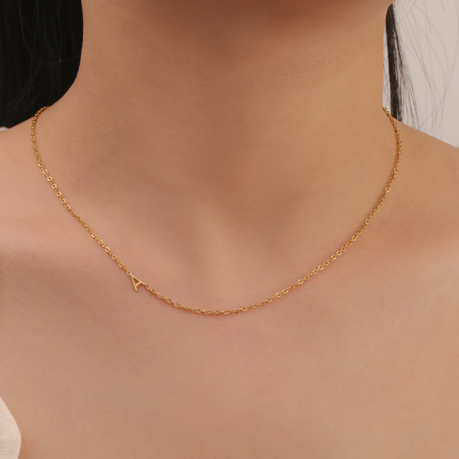 Personalisierte Initialen-Halsketten für Frauen, Edelstahl A-Z Alphabet, personalisierter Schmuck, Geschenk zum Muttertag – Detail 5