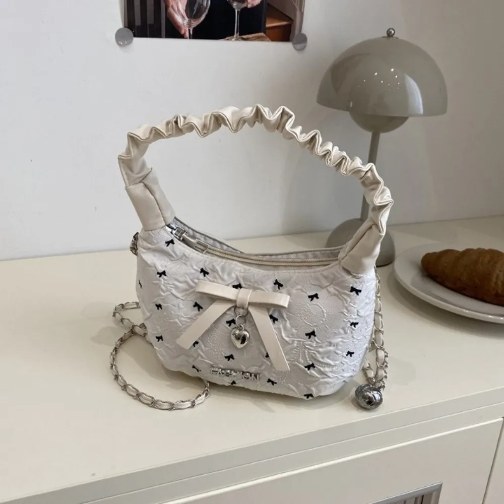 أزياء القماش القوس حقيبة كروسبودي الحب القلب Y2K حقيبة تحت الإبط سستة بو المتشرد حقيبة السيدات