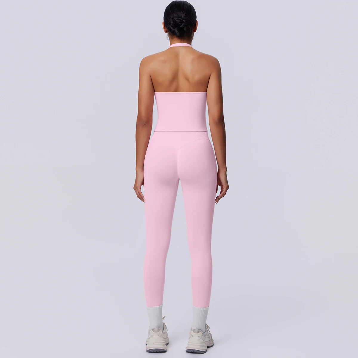 Sport Fitness Kleidung Damen Yoga Set Sommer Gym Lauf-Workout Top Yoga Weste Einfarbige Po-Formende Fitness Hose Yoga Set – Detail 9