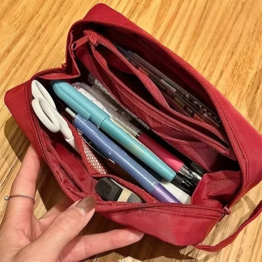 Makeup Brush Holder Bag Women Double Layer Cosmetic Pouch with Mesh Pocket Zipper Brush Storage Organizer Travel Toiletry Case