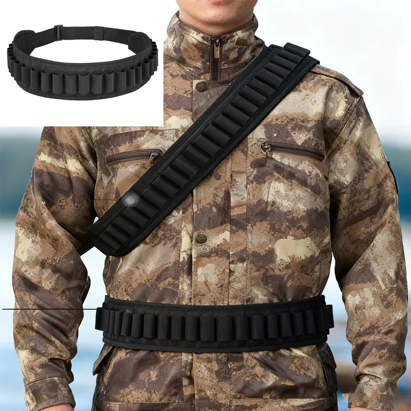 

Shotgun Shell Bandolier Belt Shoulder Strap Adjustable Length Bandolier for 10 or 12 Gauge 25 Rounds Bandolier Shoulder Holder