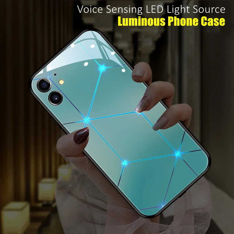 Voice Sensing LED Light Source Glowing Phone Case for HUAWEI P30 P40 P50 Pro Mate30 40 Pro Plus Nova 7 8 9 Pro SE Accessories