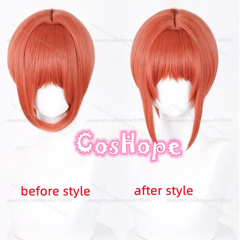 Leader Kagura Cosplay Wig 30cm Short Orange Red Wig Cosplay Anime Heat Resistant Synthetic Wigs Party Hair for Women