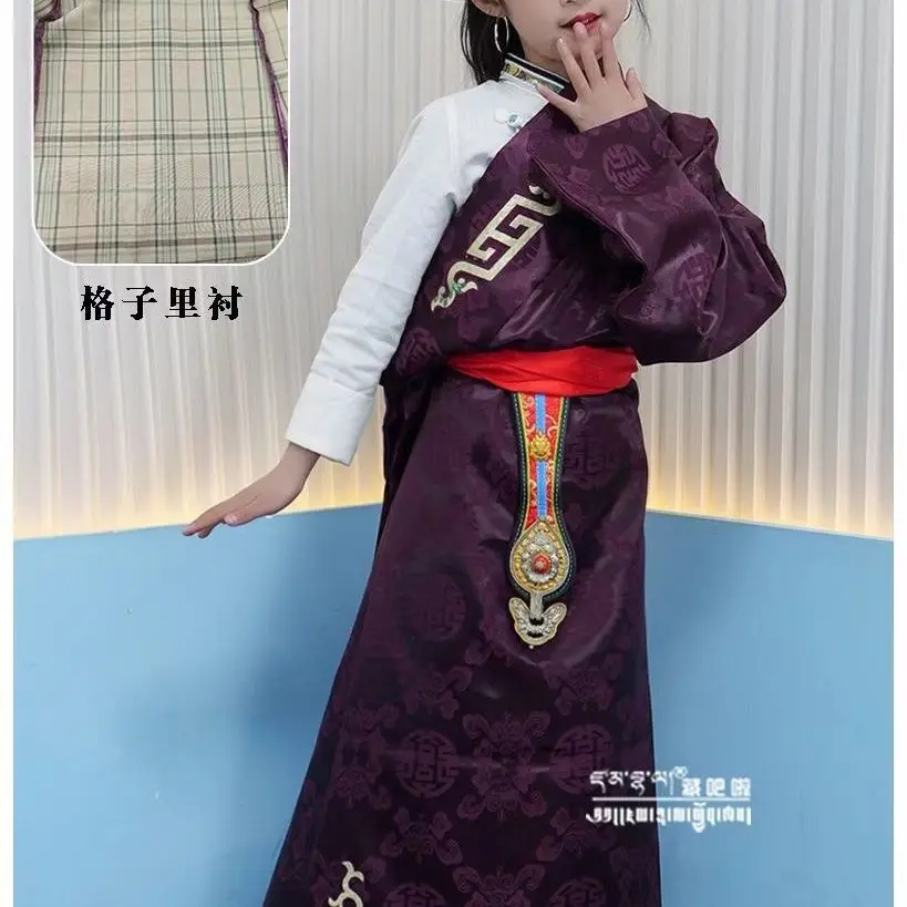 Xizang 2025 nowy popularny aksamitny tybetański strój dziecięcy