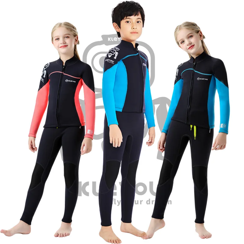 Children Underwater Wetsuit Boys Freediving 2.5MM Kids Neoprene Swimsuit Girls Surfing Diving Suit Swimwear Bathing Suit 2 Piece