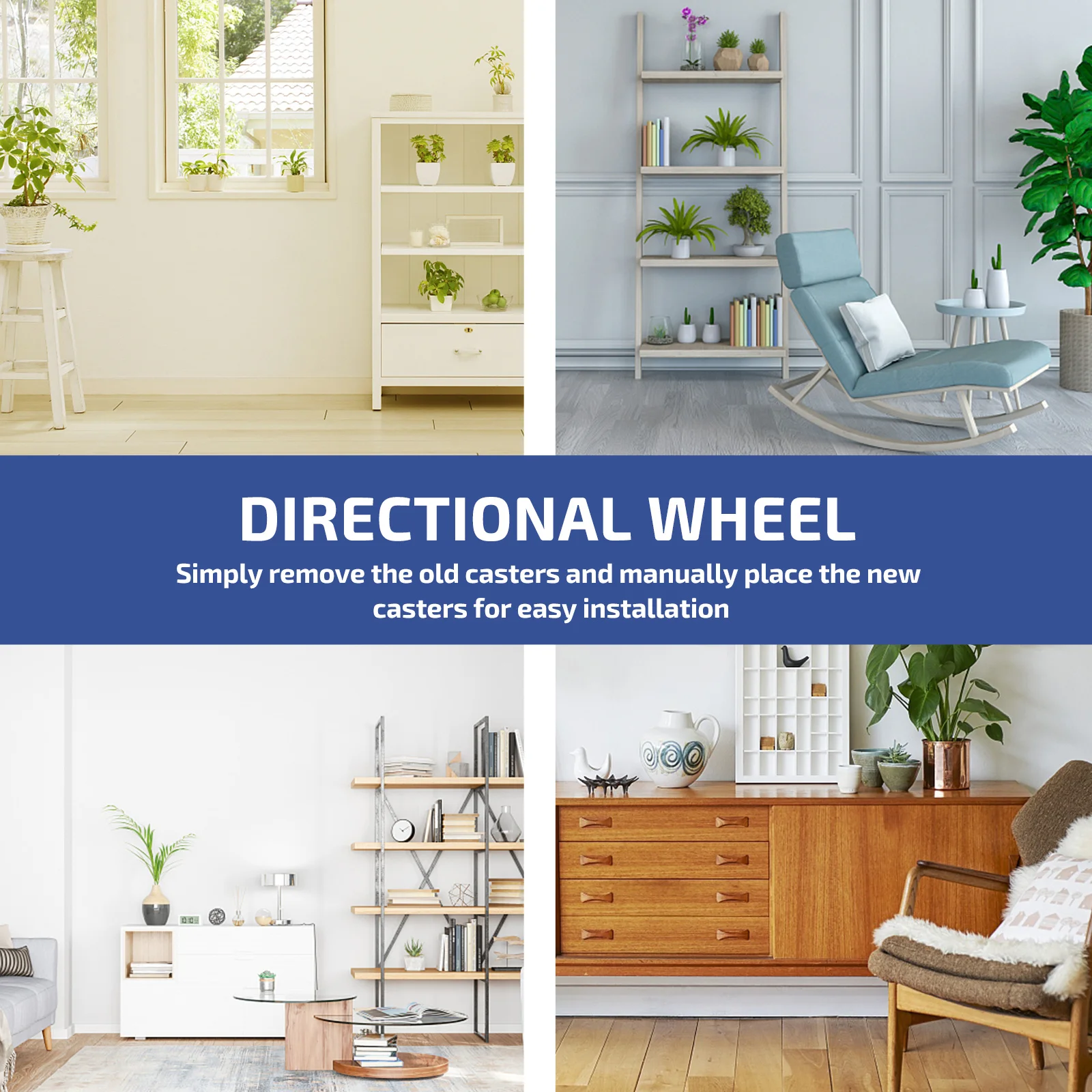 4 Buah Roda Putar Rol Kabinet Roda Kastor Karet untuk Furnitur