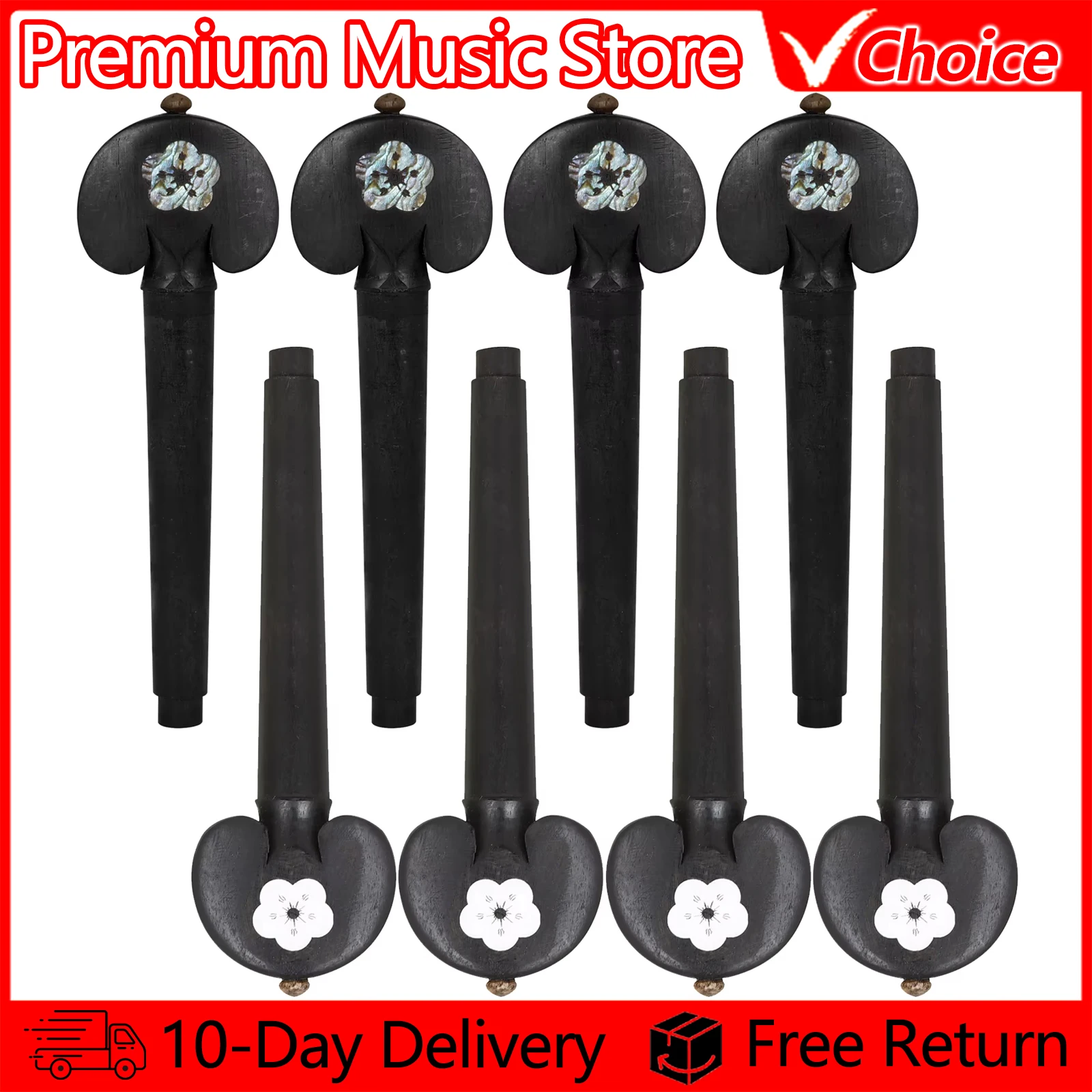 

4 Pcs Cello Tuning Pegs 4/4 3/4 Cello Scrolled Head Geared Pegs Finetune Ebony Cello Tuning Pegs Tuners Knobs Cello Parts