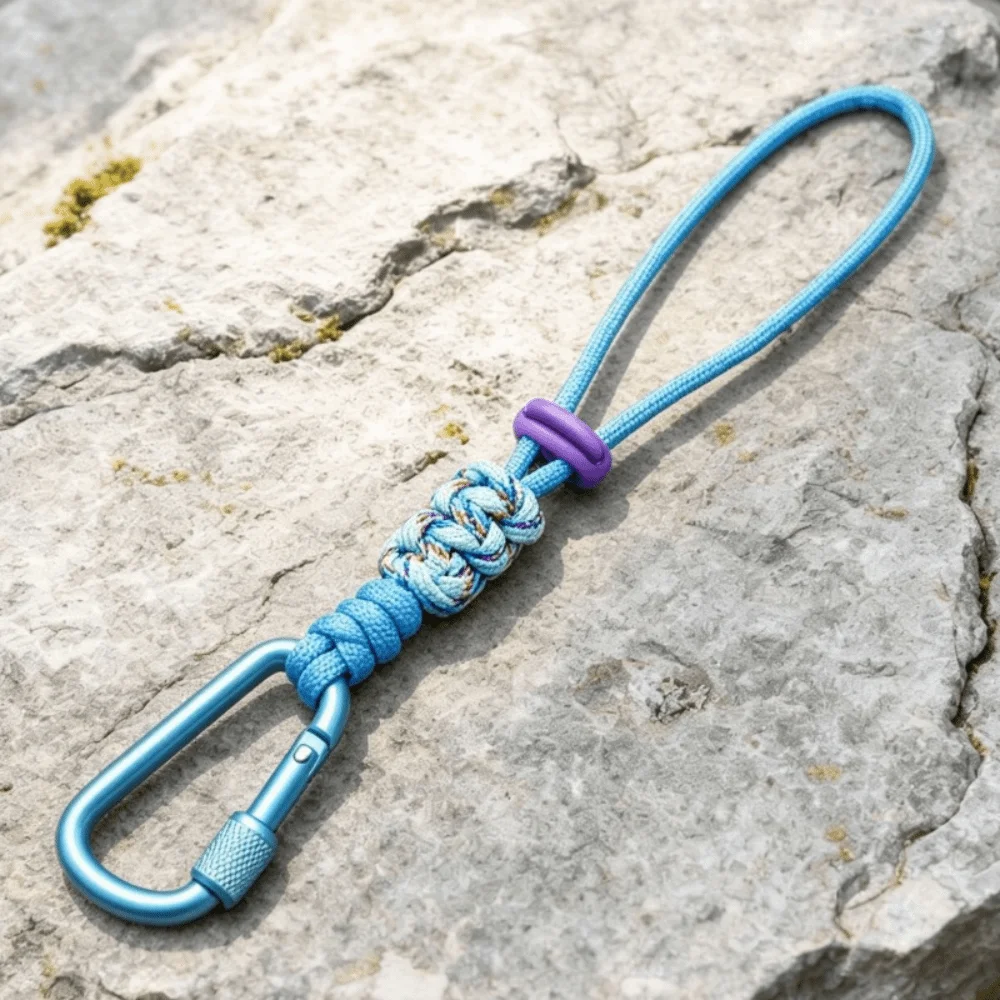 Alloy Water Bottle Lanyard Braided Rope Locking Carabiner Clip Beverage Bottle Lanyard Durable Adjustable Carabiner Hook
