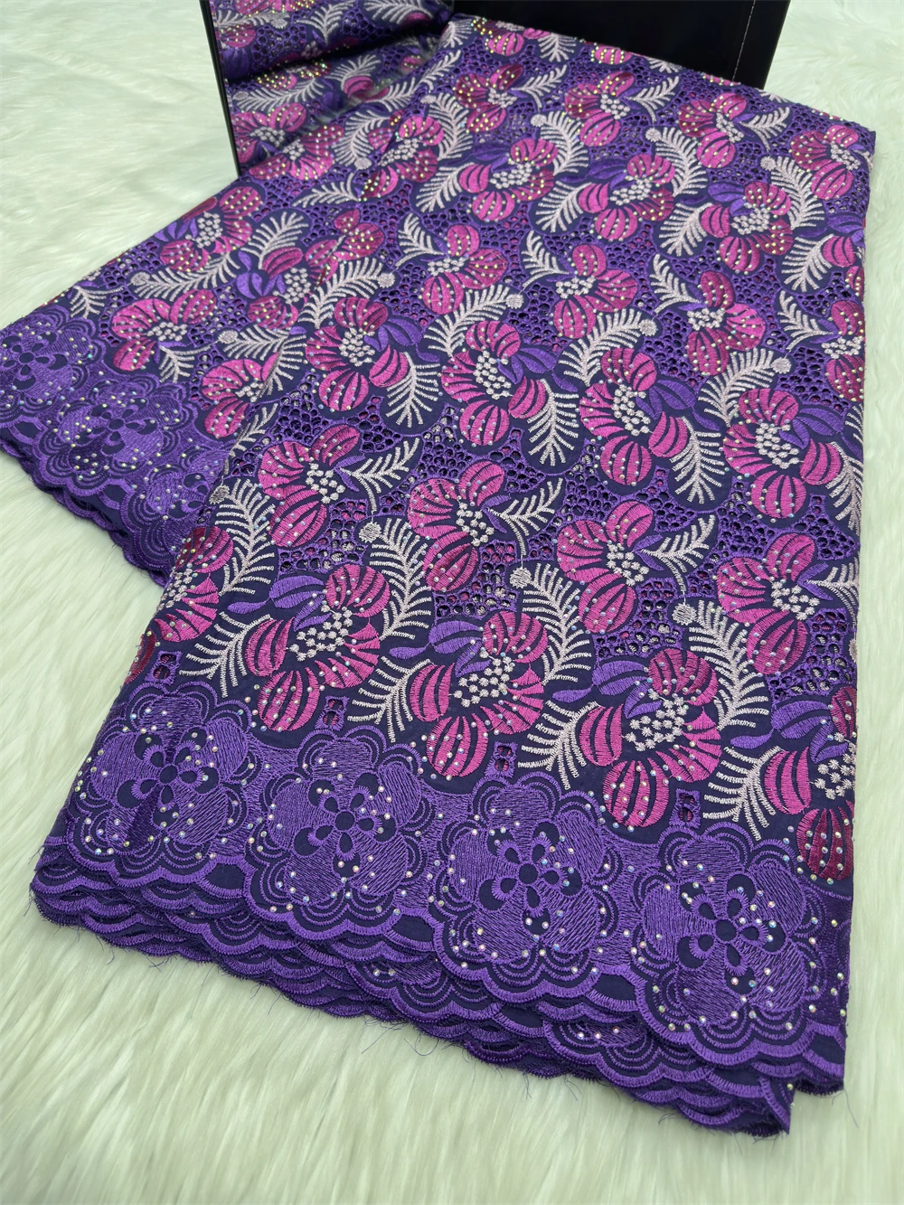 

African Satin Cotton Lace Fabrics 2026 High Quality Swiss Voile Lace Fabric With Stones Nigerian Lace Fabrics For Party Dress
