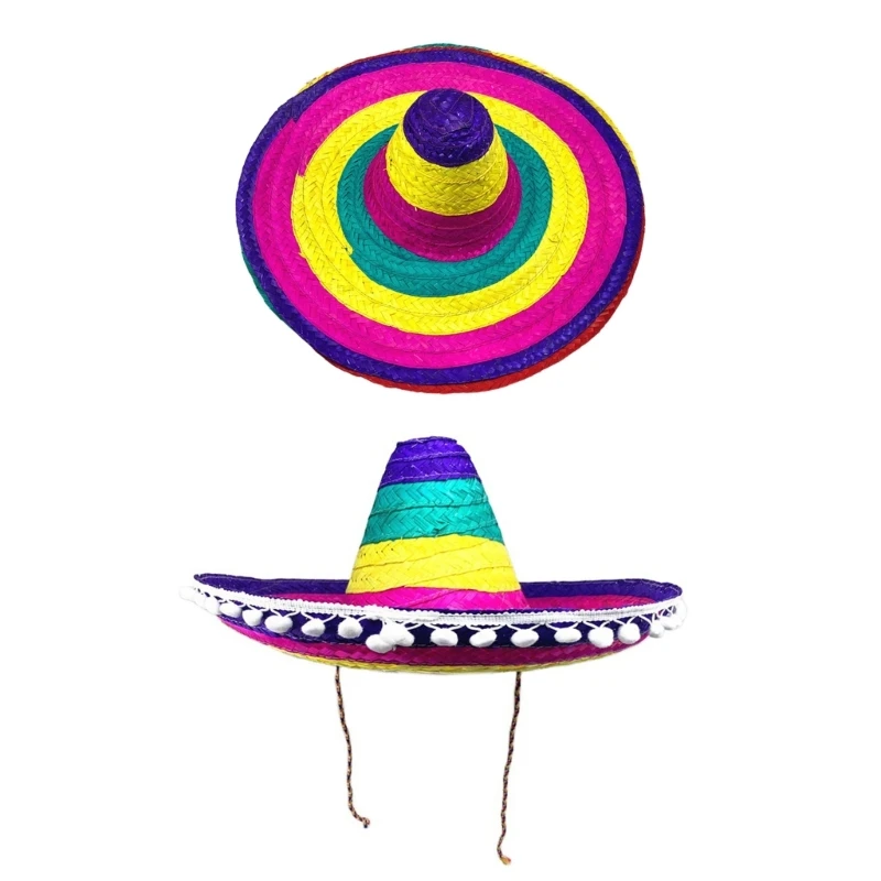 CincoDeMayo Straw Hat Adult Party Hat Mexicans Festival Hat Photography Hat with Large Brim Men Women Theme Party Supply