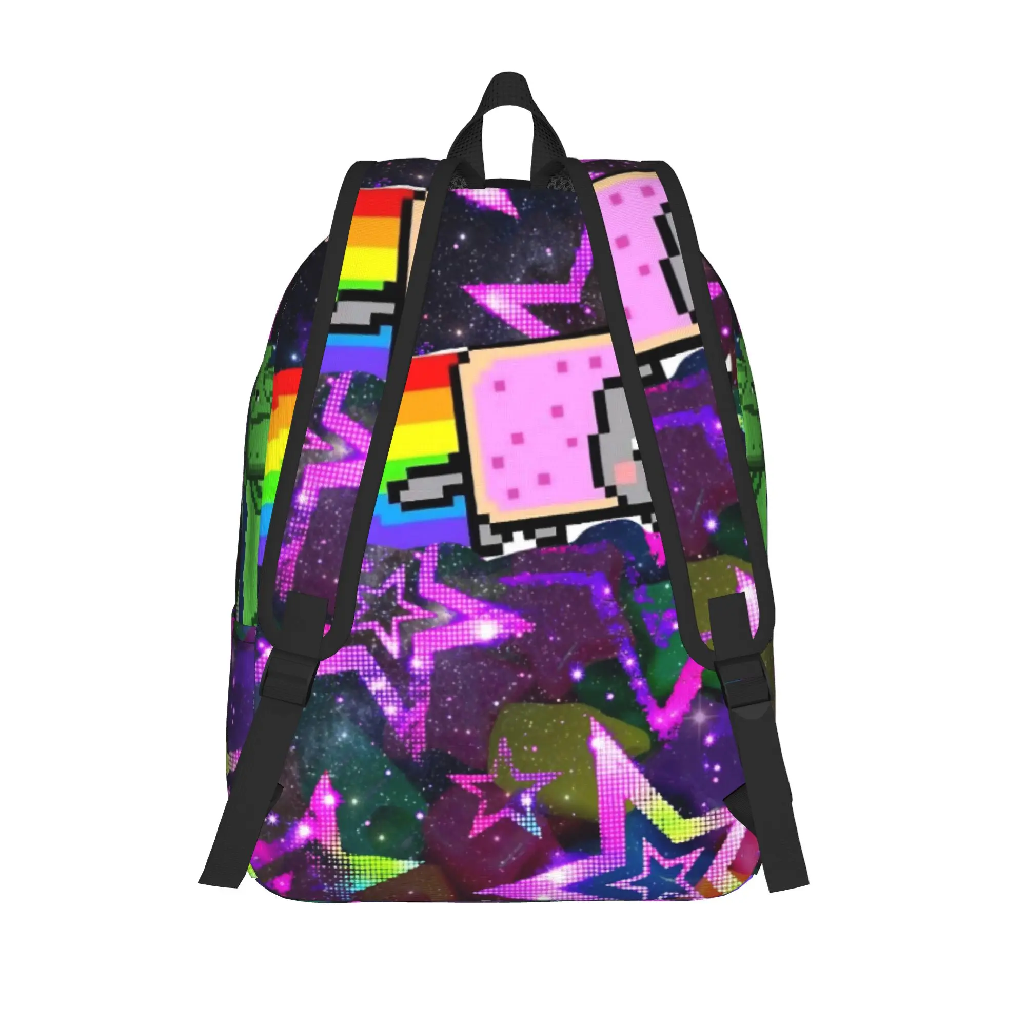 Nyan-Cats Rainbow Funny Game Teenage Backpack Lightweight Student Work Internet Meme Daypack for Men Women Laptop Canvas Bags