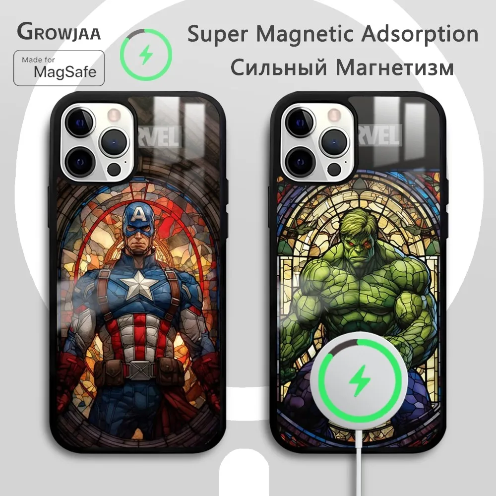 Captain America The Hulk Cool Phone Case For iPhone 16 15 14 13 12 11 Pro Max Plus Mini Magsafe Mirror Wireless Magnetic Funda