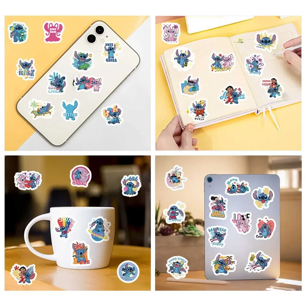 Disney Cartoon Kawai Stitch Stickers for Phone Laptop Diary Guitar Suitcase Graffiti Waterproof Sticker Decals Kids Toy