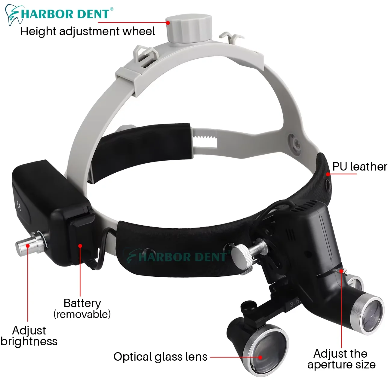 Lámpara de cabeza LED Dental para lupas binoculares, punto de brillo, faro de laboratorio de dentista Ajustable, faro quirúrgico