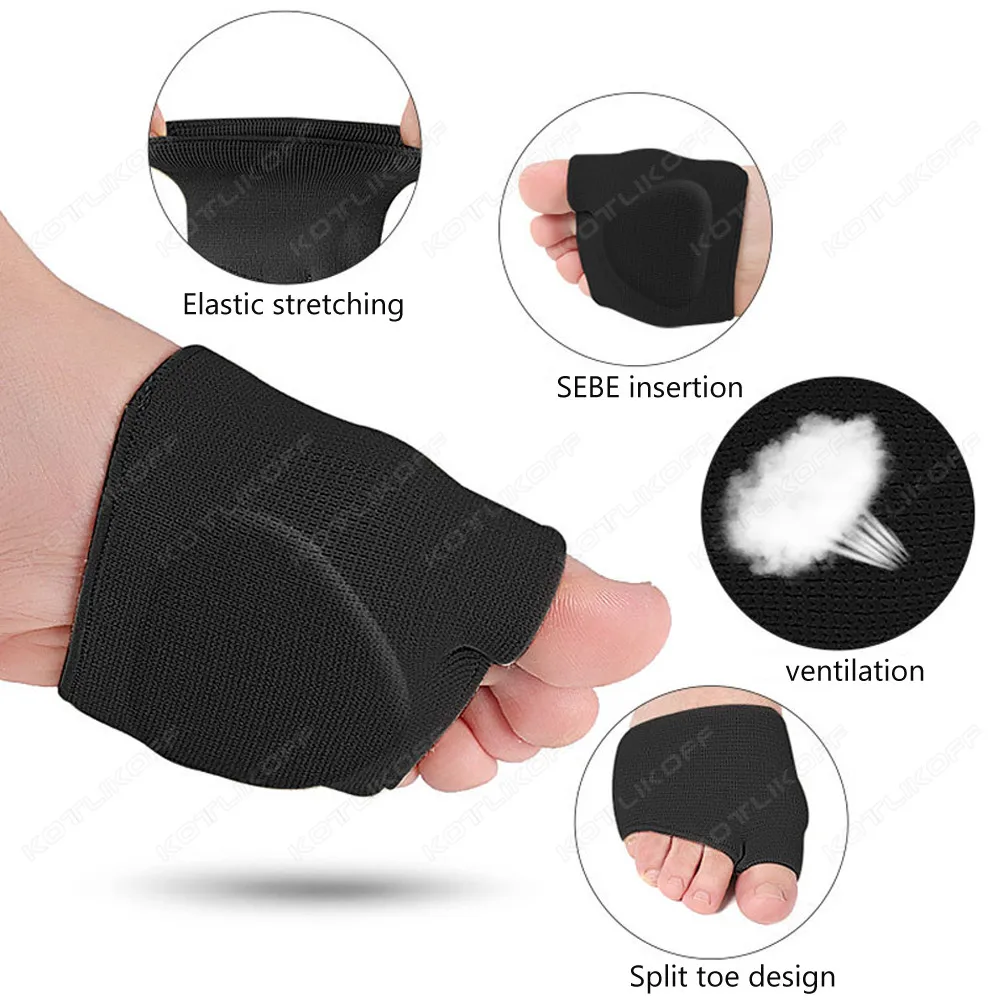 2Pcs Middenvoet Mouw Pads Siliconen Voorvoet Pads Teen Separator Half Teen Bunion Zool Vinger Teen Hallux Valgus Corrector Gel pad