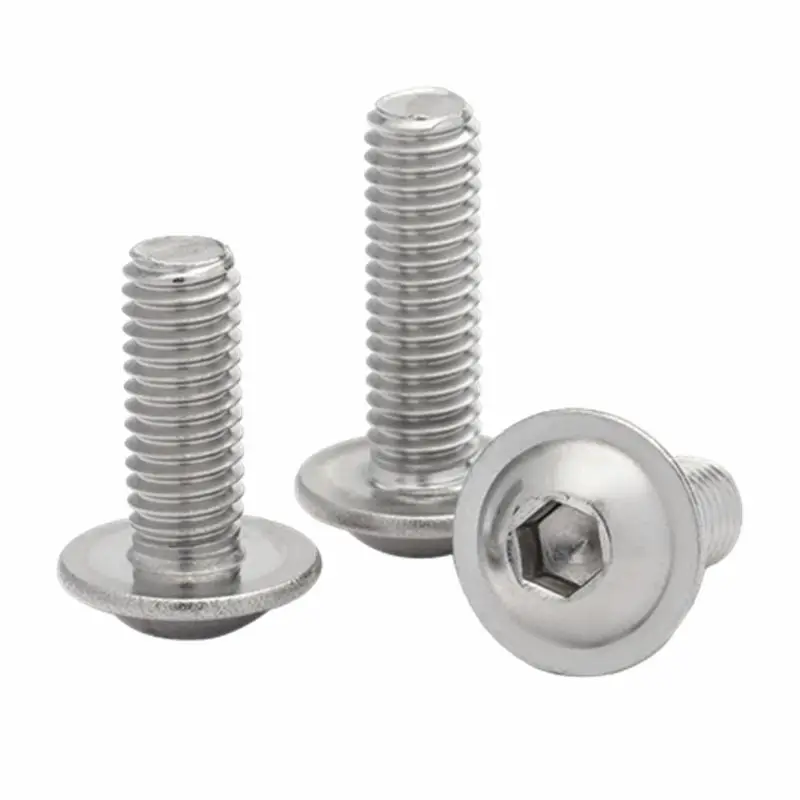 5-50Pcs M3 M4 M5 M6 M8 M10 304 Stainless Steel Half Round button Flange Head with Washer Inner Hex Socket allen Screws Bolt