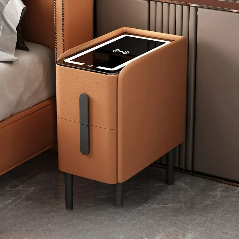 

Minimalist Ultra Narrow Smart Bedside Table Wireless Charging Creative Multi-Functional Light Home Night Stands For Bedroom