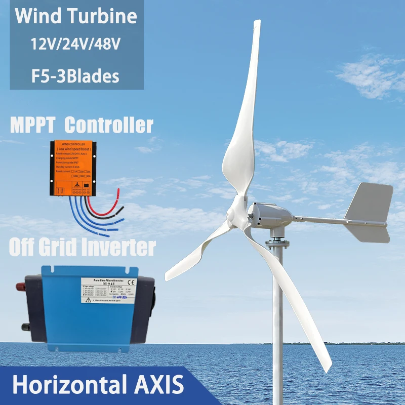 10KW 96V Wind Turbine Generator Low Starting Wind Speed Free Alternative Energy With MPPT Hybrid Controller Homeuse