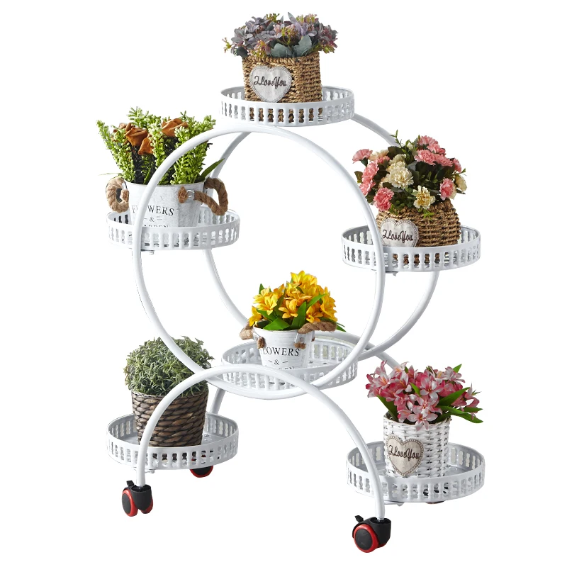 

Flower Stand Indoor Living Room Multi-Layer Basin Frame Home Decoration Courtyard with Wheels