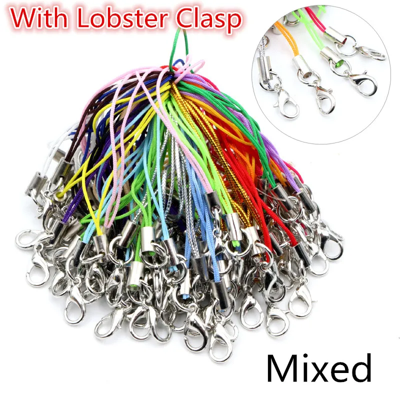 100 stücke Lanyard Lariat Strap Cords Hummer Verschluss Seil Schlüsselanhänger Haken Mobile Set Charms Schlüsselbund Tasche Zubehör Schlüssel Ring