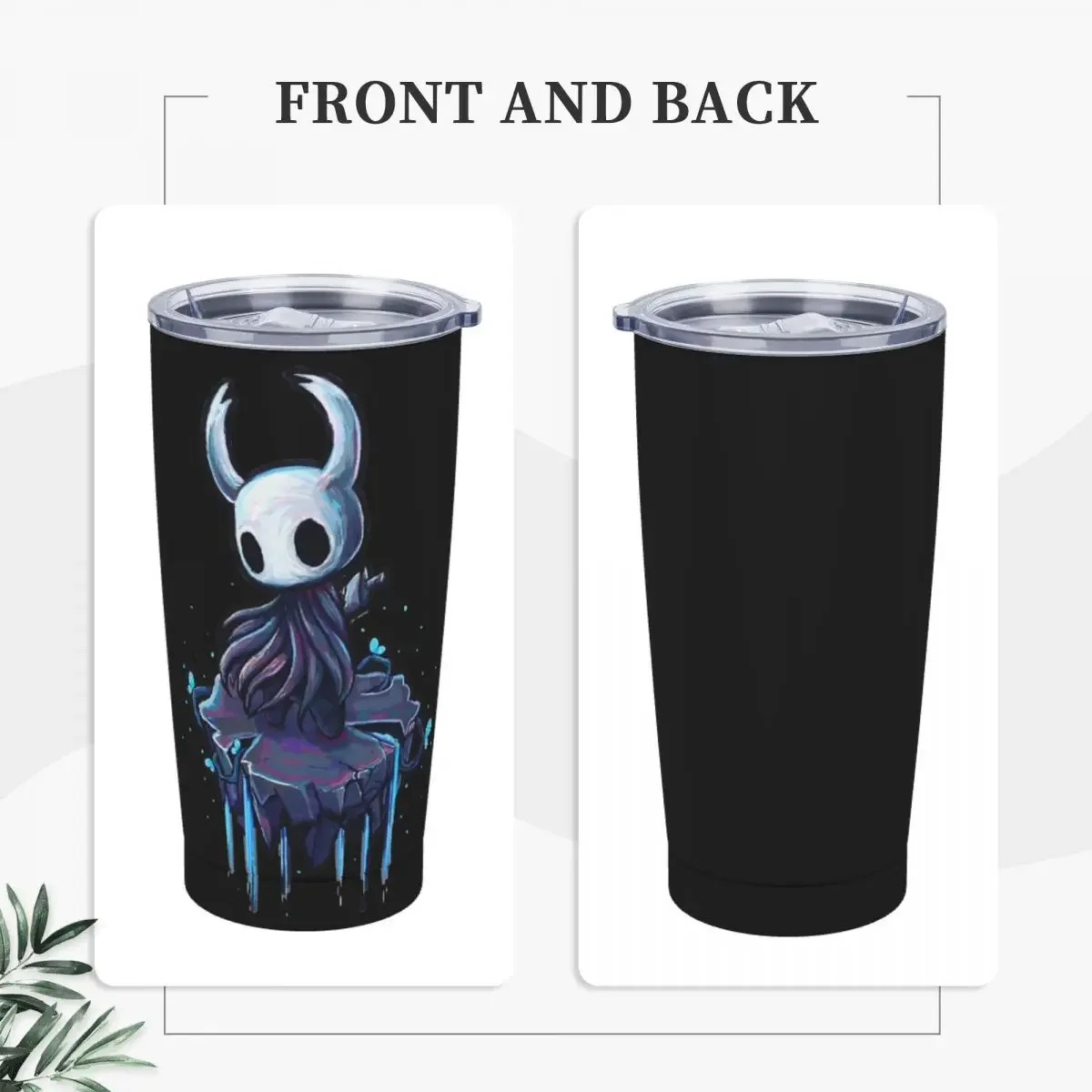 Hollow Knight Game Insulated Tumbler with Straws Lid Little Ghost Stainless Steel Thermal Mug Outdoor Car Bottle Cups, 20oz