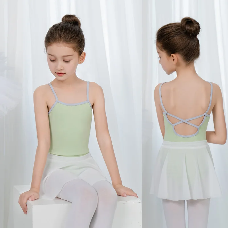 Ballet Leotards for Kid Girl Dance Rhythmic Gymnastics Back Cross Leotard Dance Skaiting Costume Bodysuit Swimwear