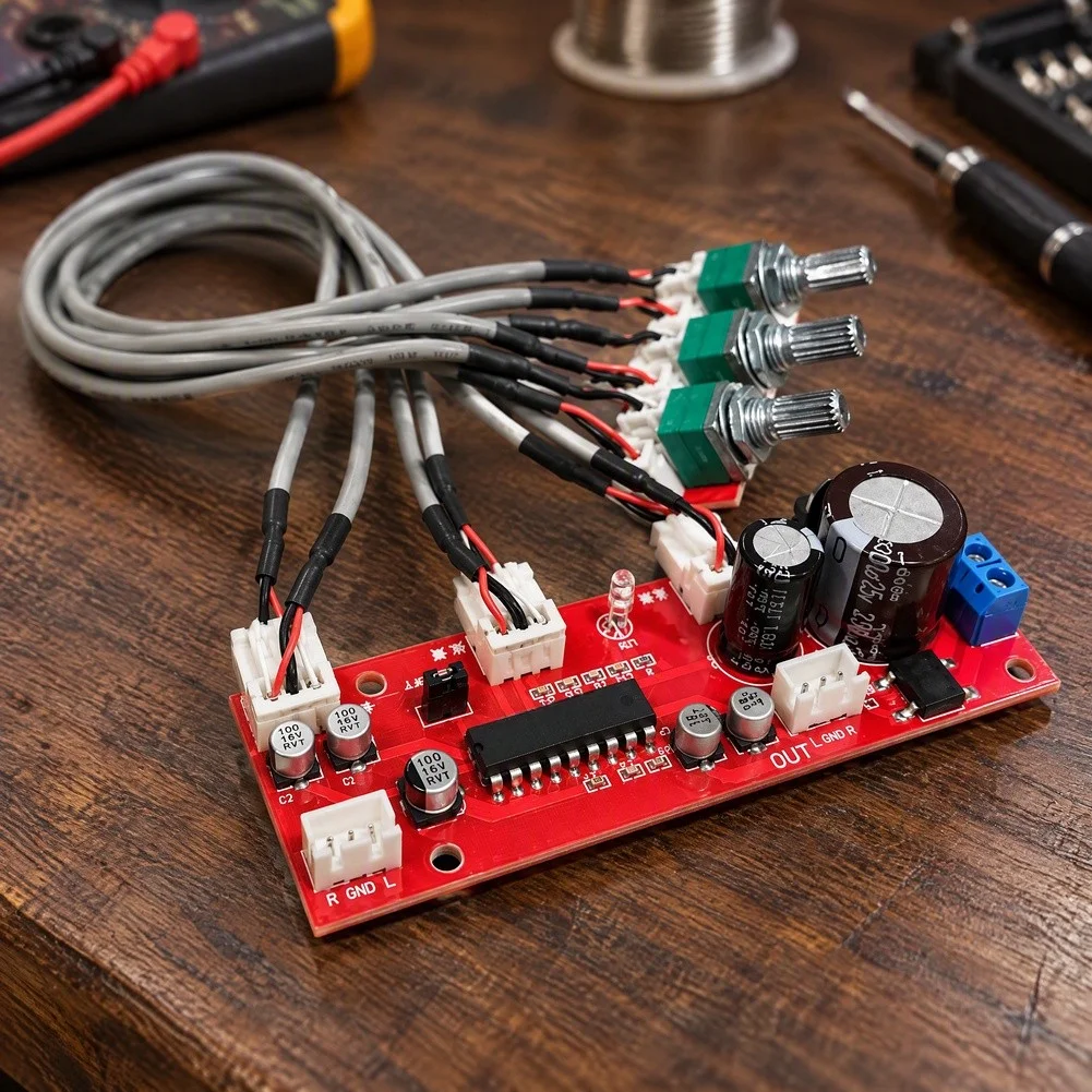 XR1075 Preamp Board For BBE Chipset Audio Enhancer For Bass For Treble Tuning Module DIY Sound System PCB 100x33mm Red