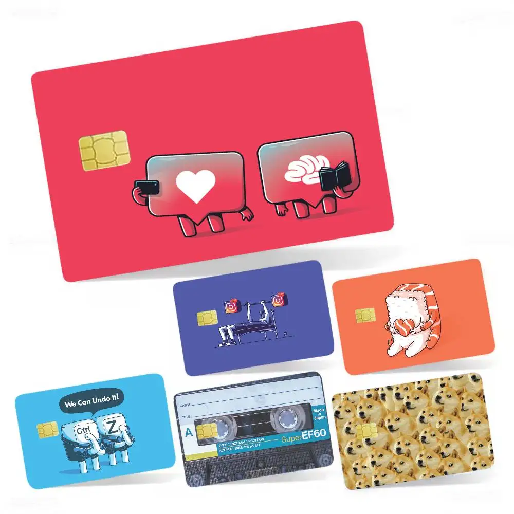 

Cute Funny letters 4pcs 1Set Card Stickers Small Waterproof Chip 4PCS Card Sticker Anti-Scratch