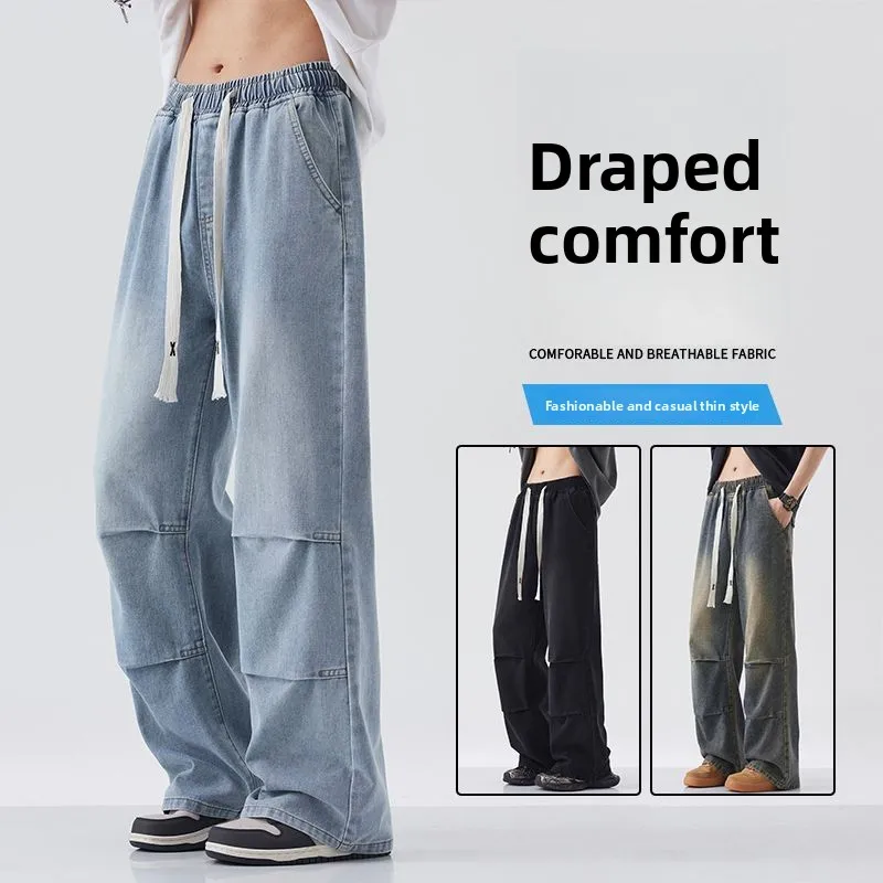 Pantalones vaqueros acampanados para hombre, pantalones vaqueros con corte de bota, ropa informal suelta, pantalones azul claro para hombre, ropa para hombre, marca de calidad de primavera 2025 para hombre