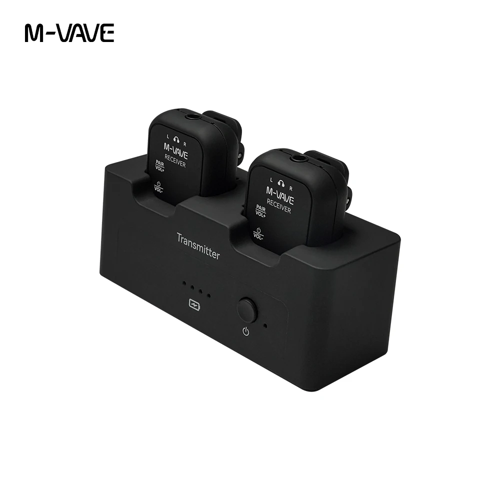M-VAVE 4 Set WP-12 Drahtloses Kopfhörer-Monitorsystem 2,4 G wiederaufladbar 1 Sender 2 Empfänger Übertragung Stereo-Mono-Recorder