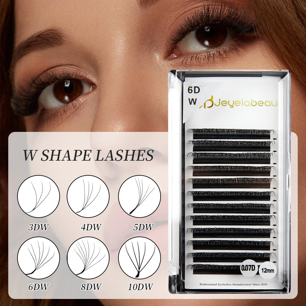 JB Jeyelabeau W-shape Lashes Extensions 3D/4D/5D False Eyelashes 6D/8D Faux Mink Bloom Eyelash Premade Volume Fans C/D 0.07