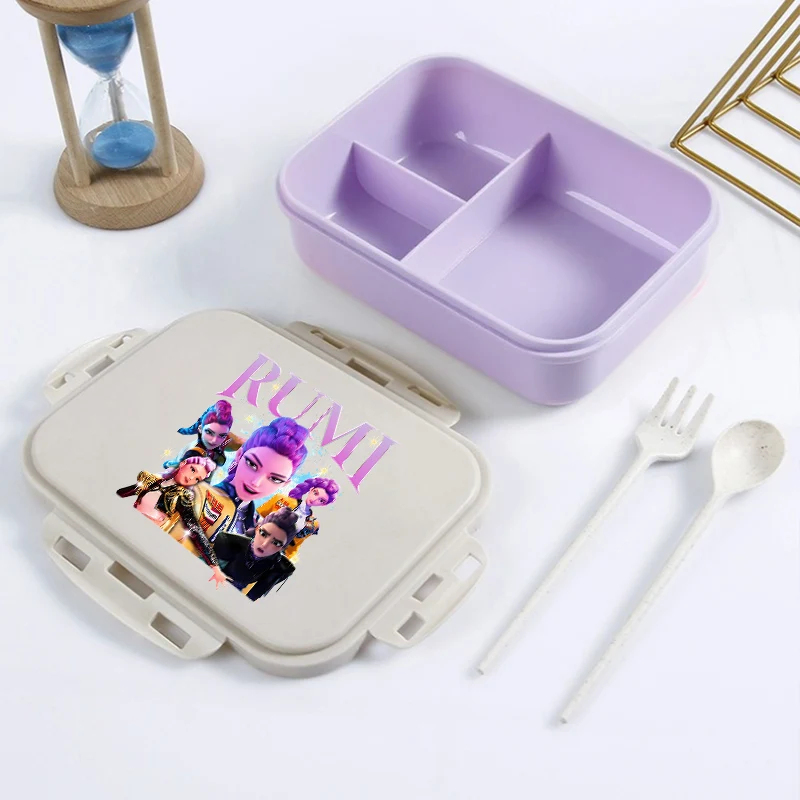 

Kpop Demon Hunter Bento Lunch Box Kawaii Girl Portable Bento Boxs Student Hermetic Food Crisper Single Layer Capacity Kids Gift