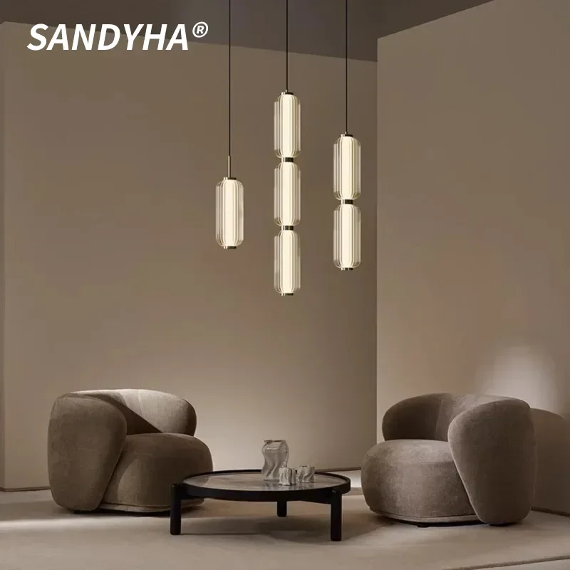 

SANDYHA LED Pendant Lights Nordic Acrylic Chandelier for Modern Living Room Dining Table Bedroom Stylish Home Decoration
