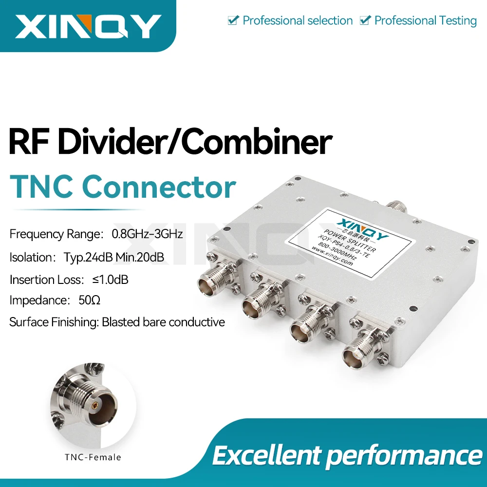 XINQY TNC Female Passive Power Splitter, L-Band 0.8-3GHz Antenna Signal Divider/Combiner, GPS/GNSS