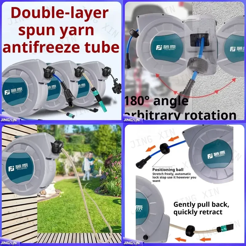 custom for 20M Automatic Retractable Air Hose Reel Double Layer Anti Freeze Pneumatic Tool Car Maintenance Compressor Line