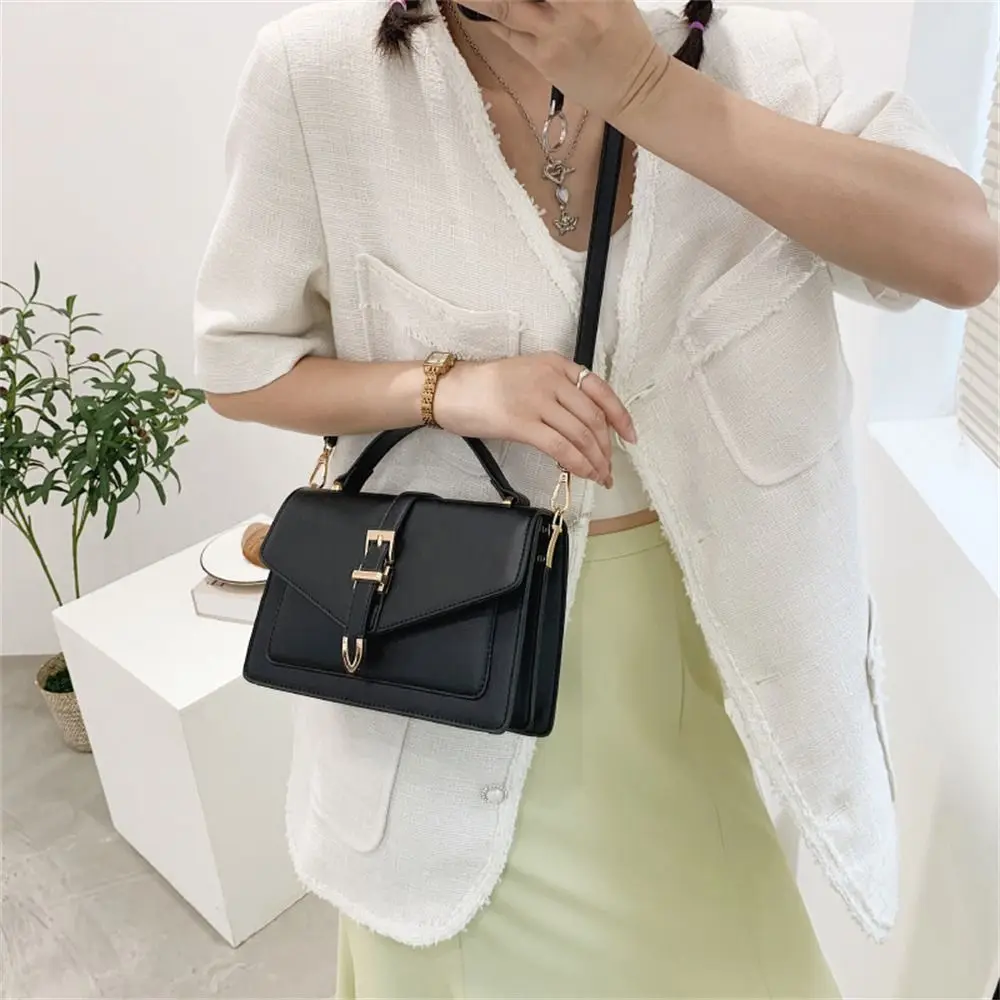 Fashion Handbag Ladies Solid Color Simple Crossbody Bag Women Stylish PU Leather Messenger Shoulder Bag Leisure Bag