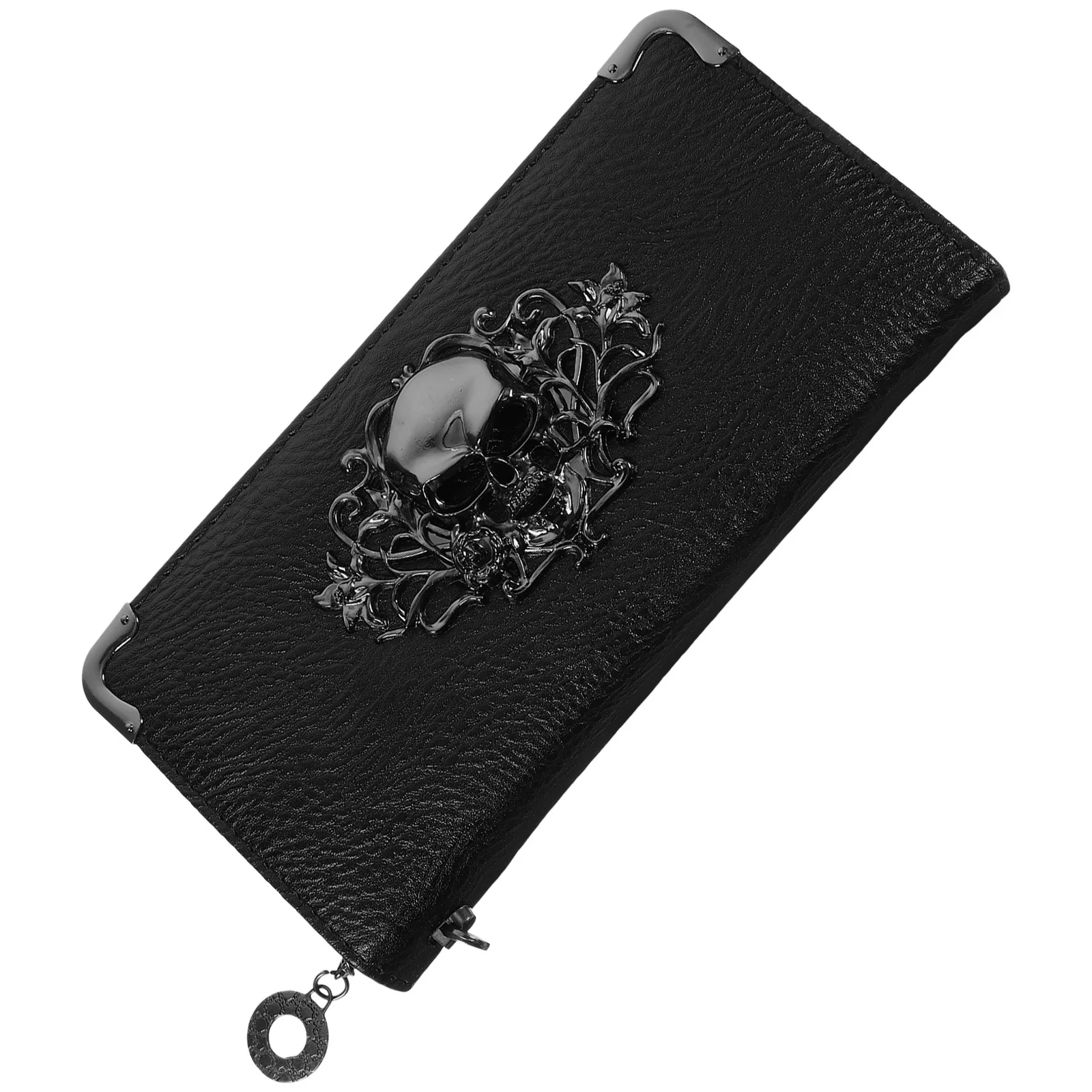 Versione coreana lunga retrò punk modello teschio pochette nera portafoglio da donna donna lungo stile punk retrò modello teschio