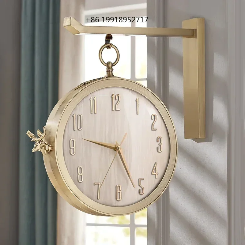 Double-sided Wall Clock Living Room Large Clocks Wall Art Watches Modern Metal Watch Silent Luxury Room Design Decoration JJ541