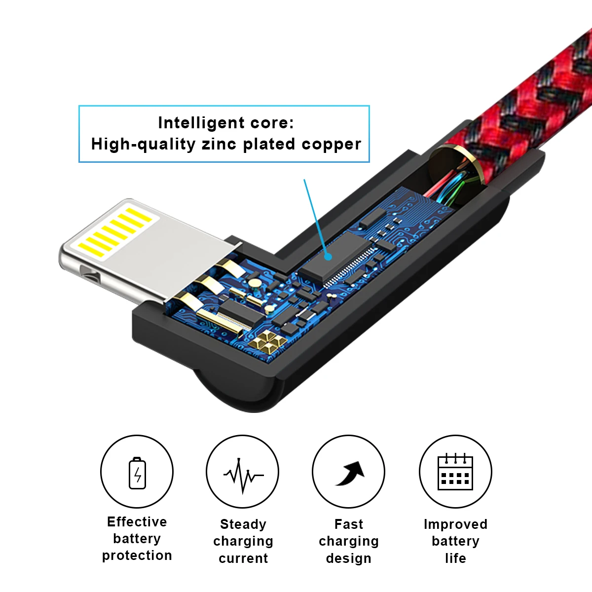 ANSEIP كابل usb 90 grados 3A آيفون 14 13 12 11 برو ماكس X XR 8 زائد الهاتف المحمول سلك شحن سريع سلك شاحن البيانات