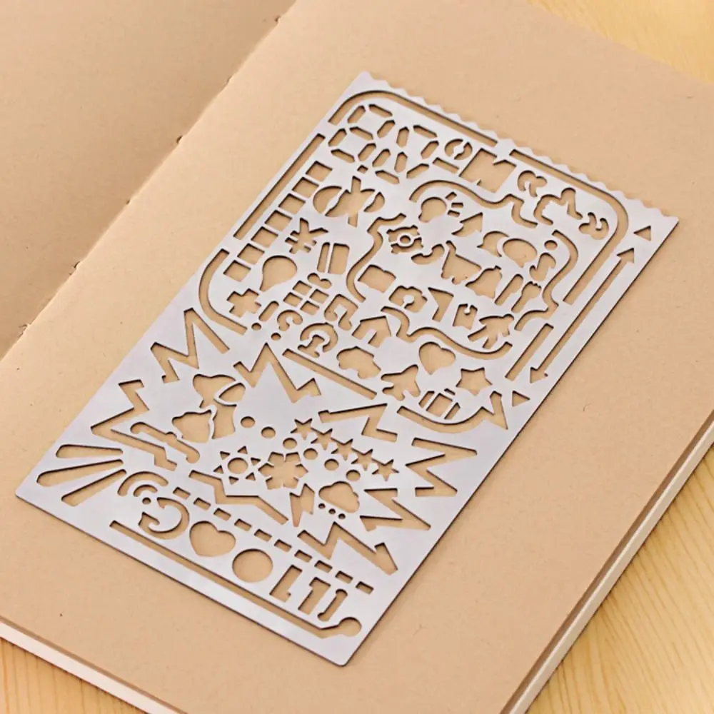 Cat Shape Template Ruler School Projects Smooth Surface Hollowed Out Ruler Vintage Stainless Steel Drawing Template Ruler