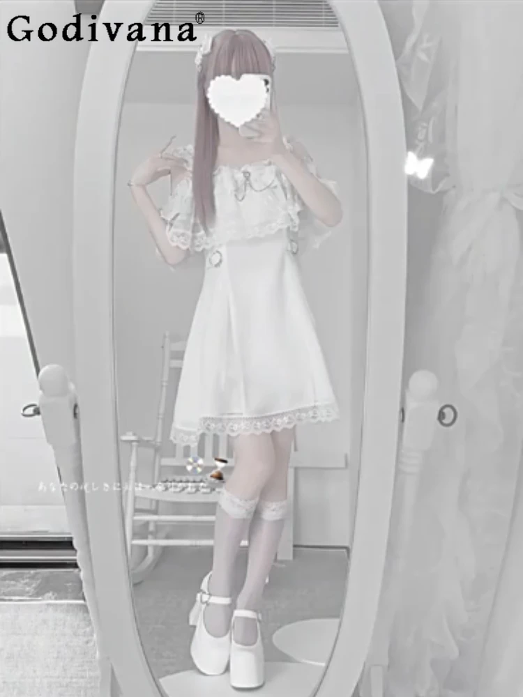 

Japanese Original Y2K Subculture Mass-Produced Short-Sleeve Dress Lace Strap Summer New Sweet Cool Girl Dress