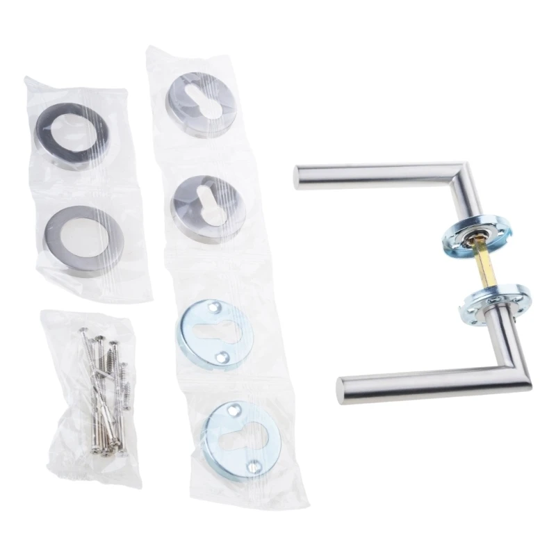 Round Door Handle Set with Concealed Keyhole Interior Door Handle for Interior L43B