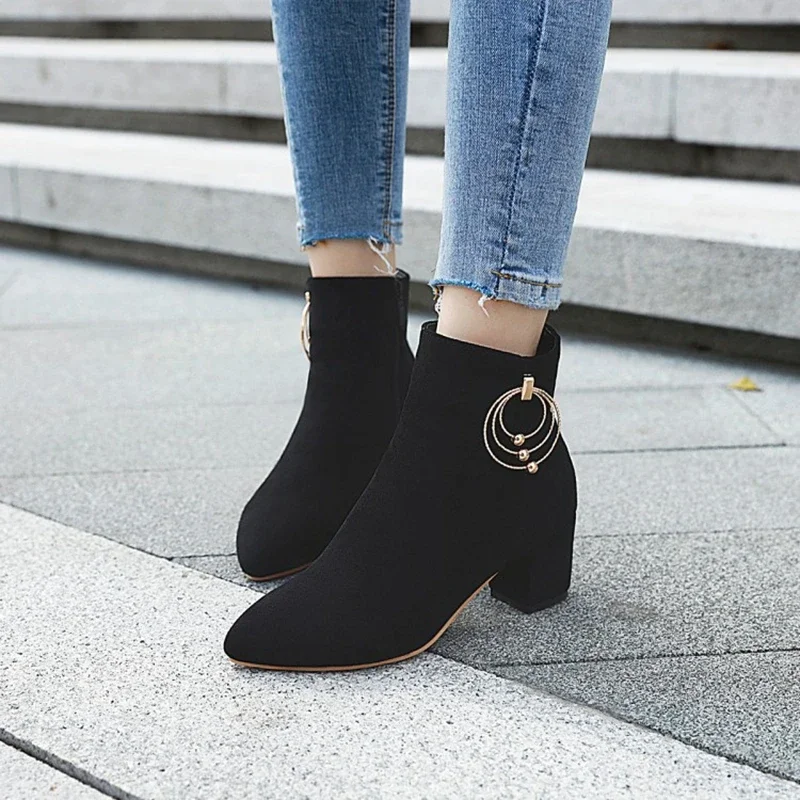 Fashion 2019 Autumn winter shoes women snow boots sexy ankle zapatos mujer chelsea high heels zapatos de mujer size 31-45  331